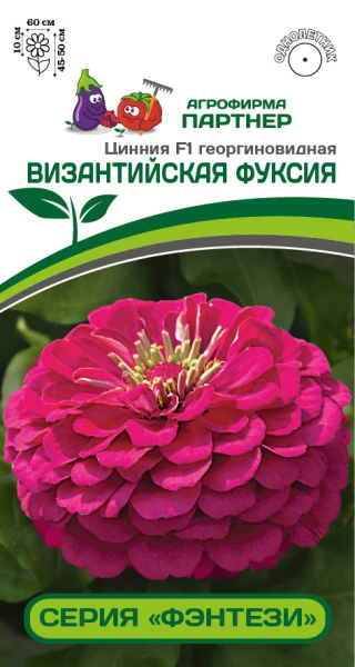 Партнер Цинния F1 ВИЗАНТИЙСКАЯ ФУКСИЯ / георгиновидная ^(4шт) , изображение 0